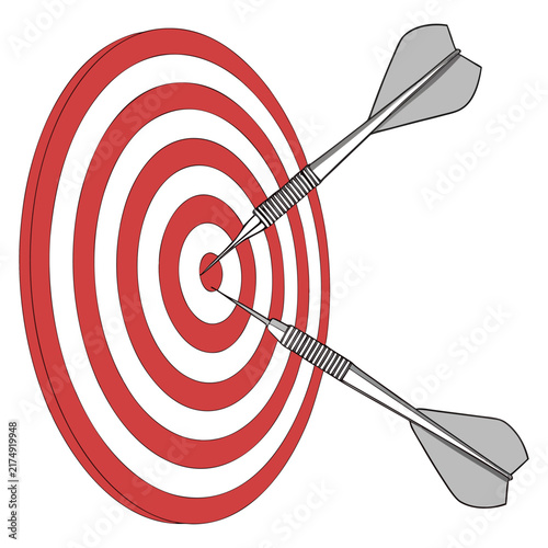 Dartboard with Red Darts Target and Bullseye Sports Game Vector Illustration