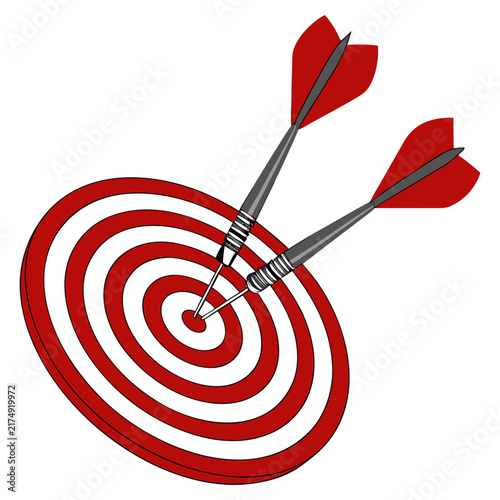 Dartboard with Red Darts Target and Bullseye Sports Game Vector Illustration