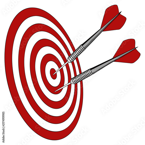 Dartboard with Red Darts Target and Bullseye Sports Game Vector Illustration