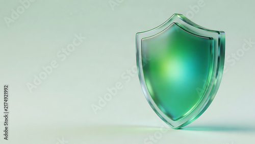 Modern green glowing shield symbol for security and protection design