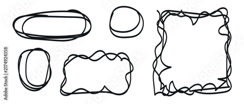 Set Of Hand-Drawn Scribble Outline Frames And Shapes Vector Illustration Collection