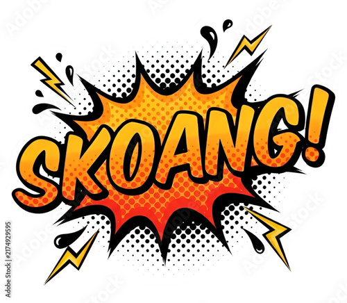 Retro comic book explosion with Skoang text. Vintage pop art speech bubble, halftone sound effect illustration. isolated on Transparent Background