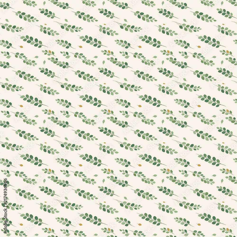 Fototapeta premium Natural Eucalyptus Sprigs Drifting Through Soft Airy Botanical Seamless Pattern Design
