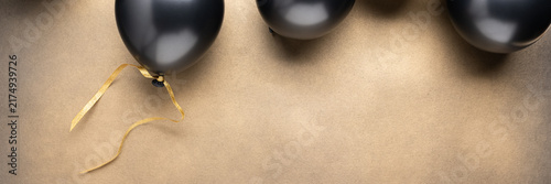 Fotografie Wide panoramic luxury balloon background with elegant champagne gold copy space for website banners