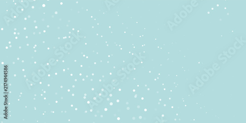 White snow falling on sky blue background seamless pattern. Flat style snowfall repeating texture for christmas greeting card or banner.