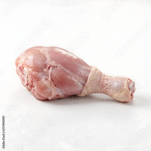 Photorealistic 3D Raw Chicken Drumstick Isolated on White Background
