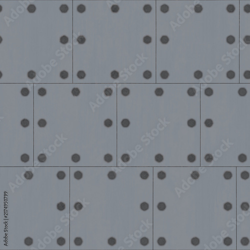 Foto Seamless industrial grey metal wall panels with visible rivets and seams riveted