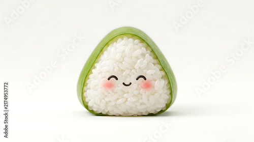 Cute anthropomorphic onigiri rice ball with smiling face