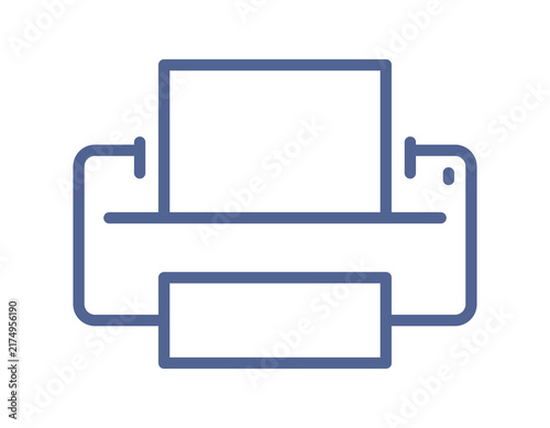 Canvastavla Simple line art icon of printer device for document printing and office equipment, paper output and digital technology pictogram linear flat illustration isolated on white background