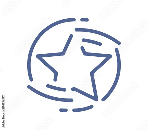 Simple line art icon of artificial intelligence enhancement with star and circular arrows, smart optimization and automated improvement symbol pictogram linear flat illustration.