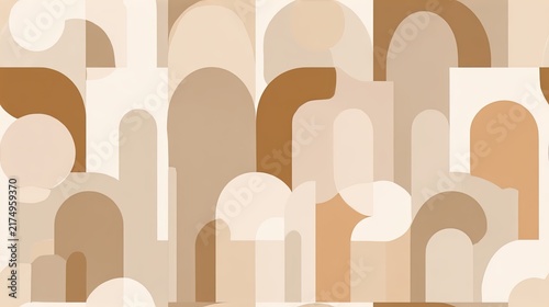 Seamless zigzag pattern in mustard, cream and white with small dots, retro geometric textile design, warm decorative chevron surface background