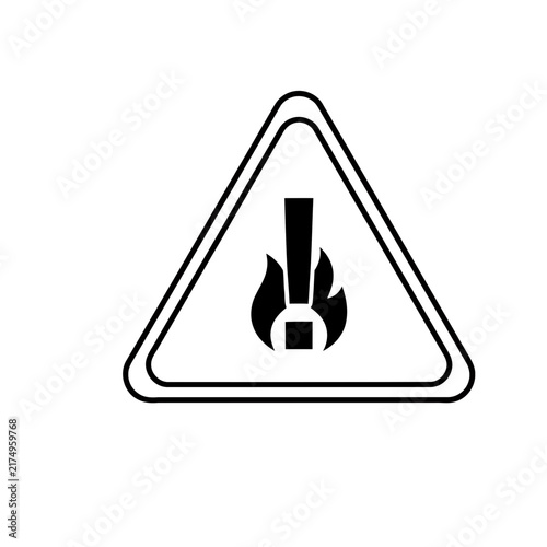 Warning Sign with Flame and Exclamation Mark