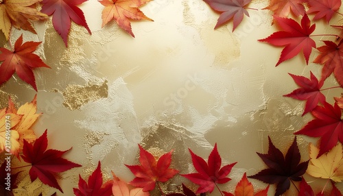 Tapety artystyczne 金屏風に紅葉の金箔背景