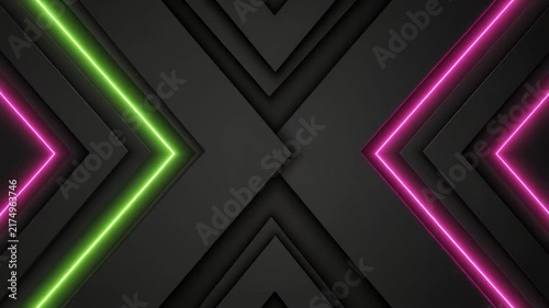 Geometric Neon Rhombus Pattern with Subtle Movement in Dark Industrial Setting