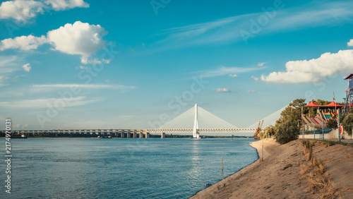 Riverside View of Wuhan Bridge Across the Yangtze River