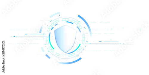 Futuristic digital cyber technology with shield defend protect security hud hologram isolated on transparent png background