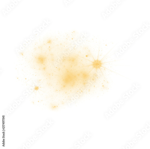 Yellow Glowing Star with Sparkles, Soft Sunlight and Lens Flare Light Effect
