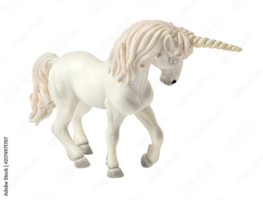 Naklejka premium White unicorn figurine representing fantasy and magic