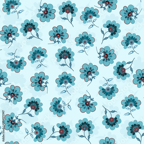 Floral seamless pattern, Flower chintz pattern seamless vector border print. Botanical batik background. Arabesque floral ornament motif for decoration fabric, women clothing, scarf, wallpaper design.
