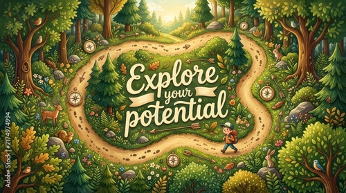 Animated forest path with 