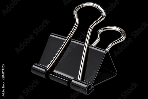 Black Binder Clips Isolated for Organizing Documents Papers and Office