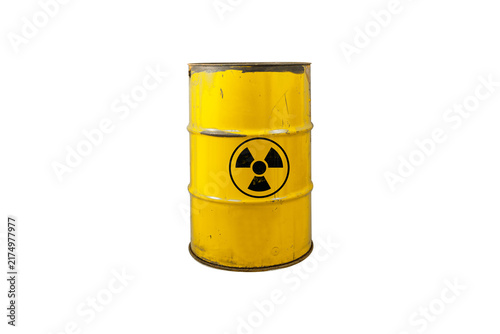 Canvastavla Yellow barrel with radioactive waste