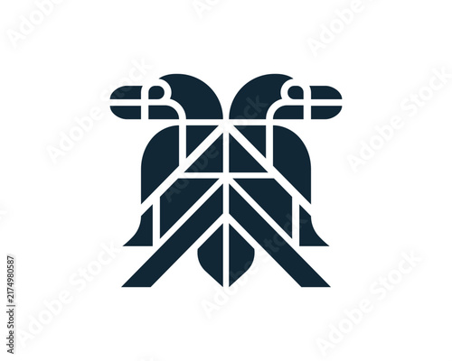 Abstract geometric doubleheaded eagle emblem