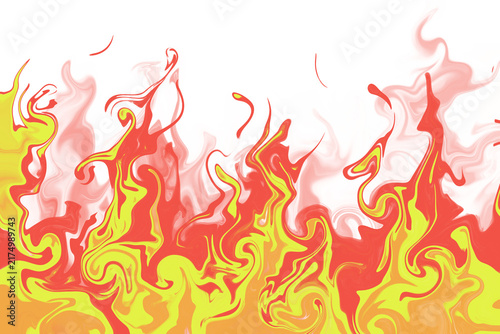 The illustration shows bright and powerful red and orange flames blazing.