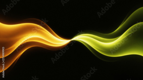 Canvastavla Vibrant horizontal vector backdrop featuring a smooth gold and lime green gradient wave with cinematic noise texture and bright glowing aura effects for versatile design