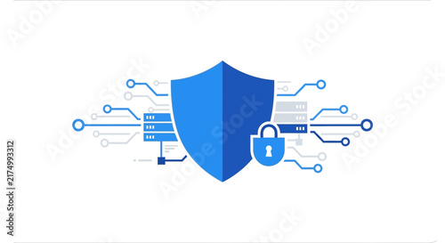Cyber Security Shield Vector Illustration