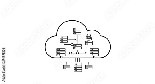Cloud Computing Network Architecture Vector Illustration