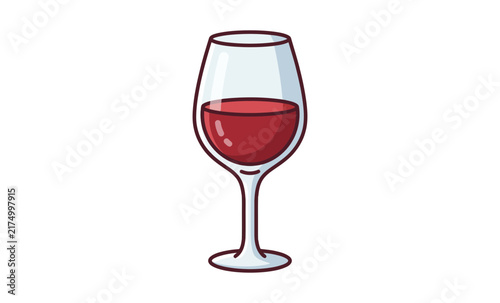 Red Wine Glass Flat Vector Illustration