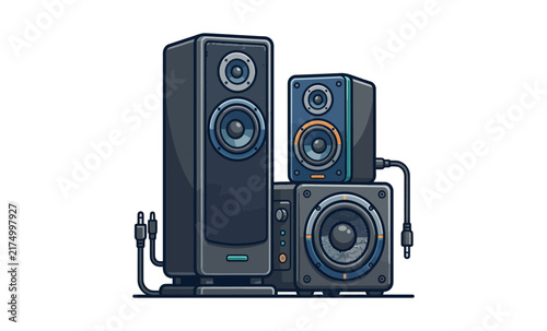 Audio Speaker System Vector Illustration