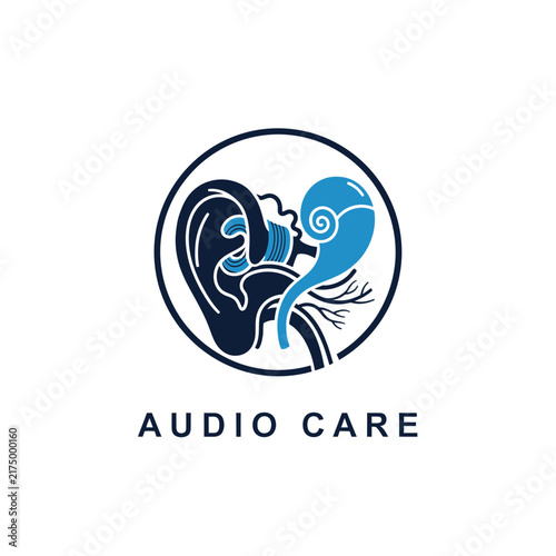 Obraz na plátne Abstract medical illustration of human ear anatomy and cochlea