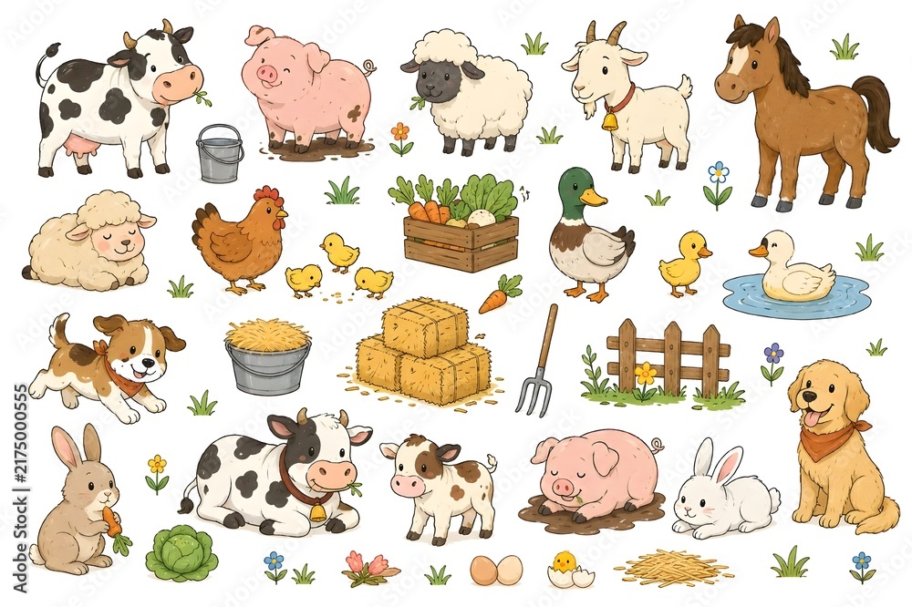 Obraz premium farm animals collection