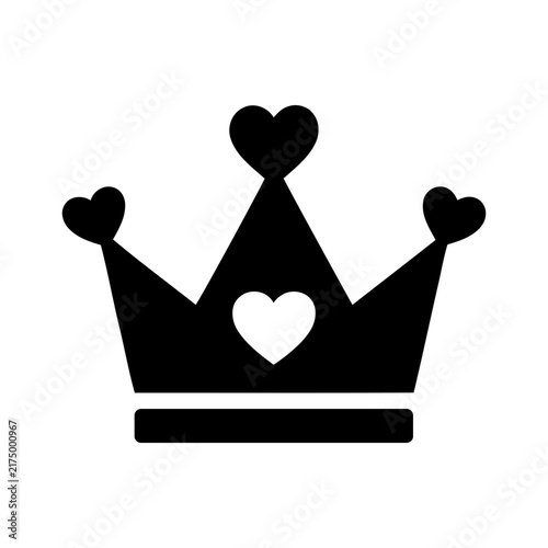 Crown with heart vector icon, symbol of queen or princess, romantic design