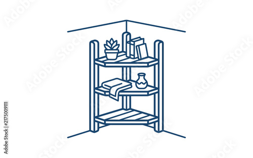 Corner Shelving Unit Vector Illustration