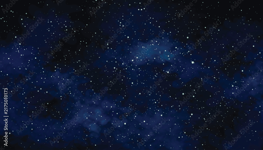 Fototapeta premium Dark blue starry night sky space background vector