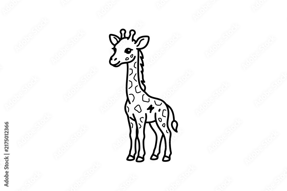 Fototapeta premium Baby Giraffe Minimalist Vector Illustration