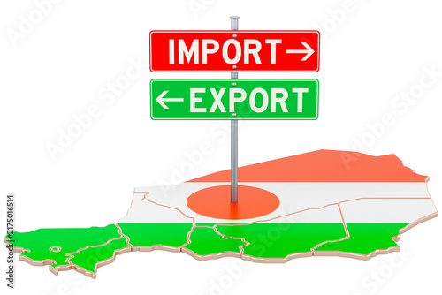 Import and export in republic of the Niger concept, transparent background.