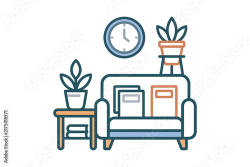 Living Room Interior Vector Illustration