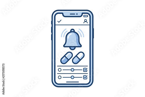 Medication Reminder App on Smartphone Vector Illustration