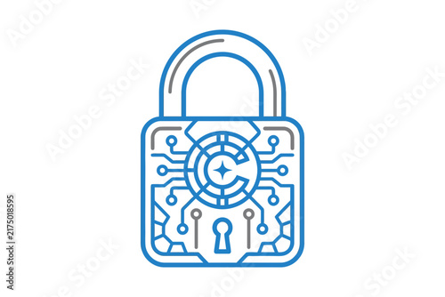 Digital Padlock Circuit Security Icon