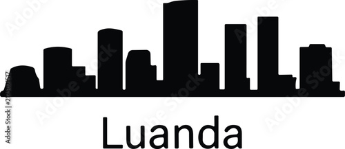 Foto Minimal black Luanda city skyline silhouette with modern buildings and clean urb