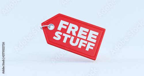 free stuff red sale tag 3d render