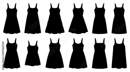 Canvastavla Summer Strappy Sundress Flat Sketch Collection Technical CAD Vector Set