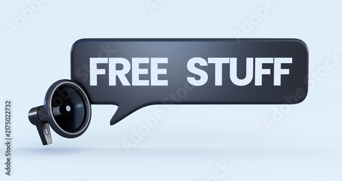 black megaphone with free stuff illustration 3d render