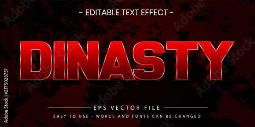 Dinasty red metallic 3d editable text effect vector template