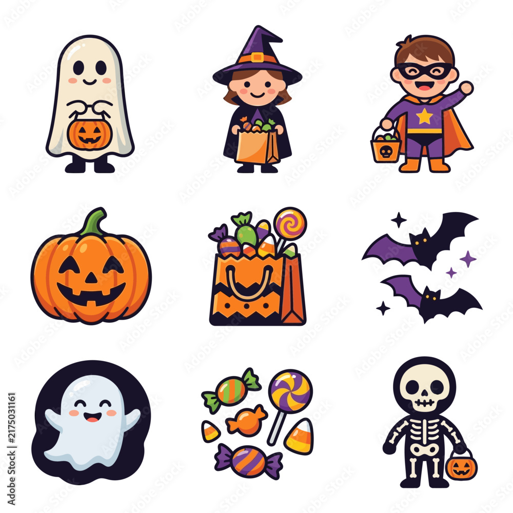 Fototapeta premium Halloween character icon and sticker collection
