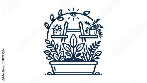 Indoor Plant Shelf Vector Illustration